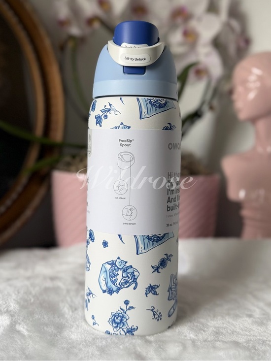 owala Other - Owala Blue Delft Cat Collage Floral 32OZ Freesip leakproof tumbler new